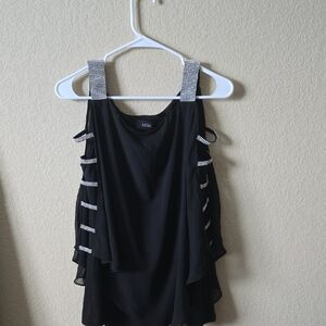 MSK Black Sleeveless Blouse with Silver Details